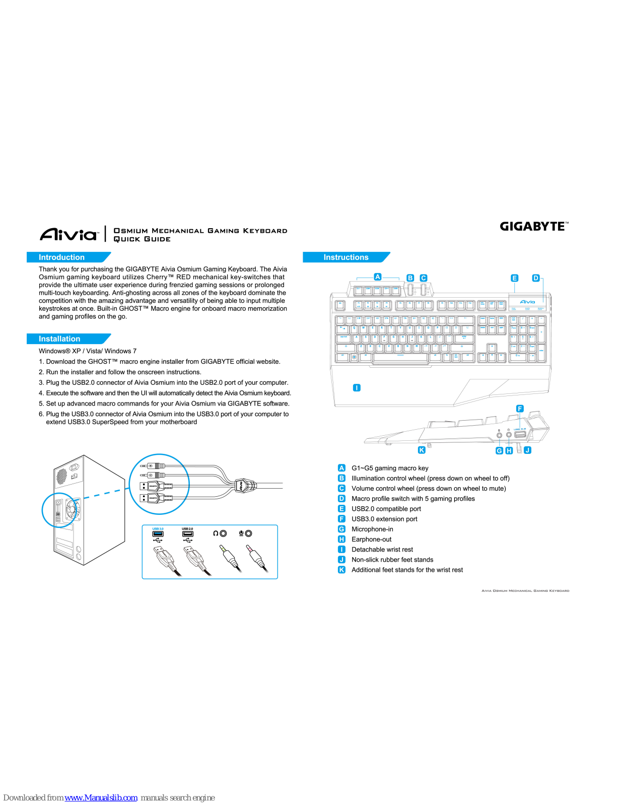 Gigabyte Osmium, Aivia Osmium Quick Manual