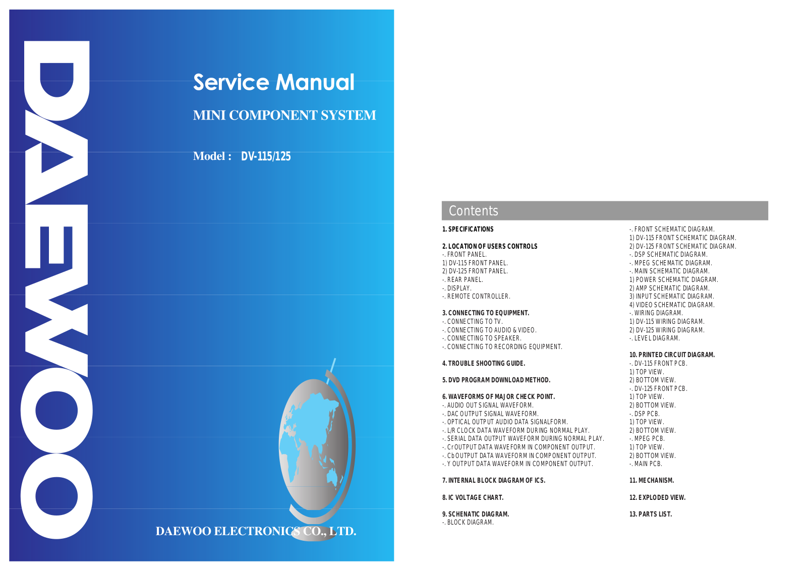 Daewoo DV-125 Service Manual