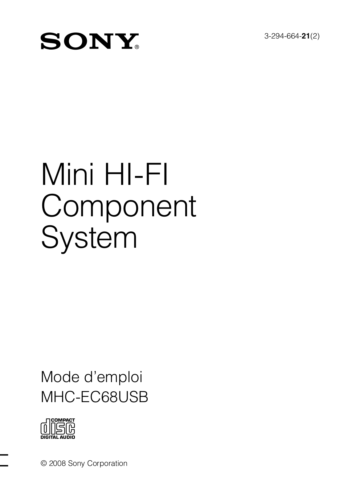 Sony MHC-EC68USB User Manual