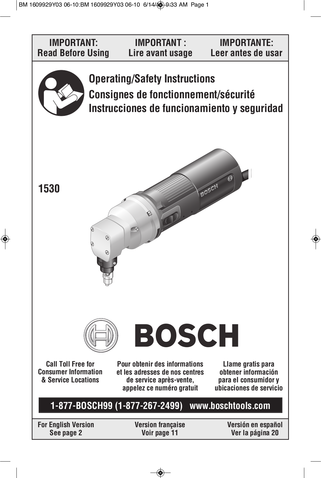 Bosch Power Tools 1530 User Manual