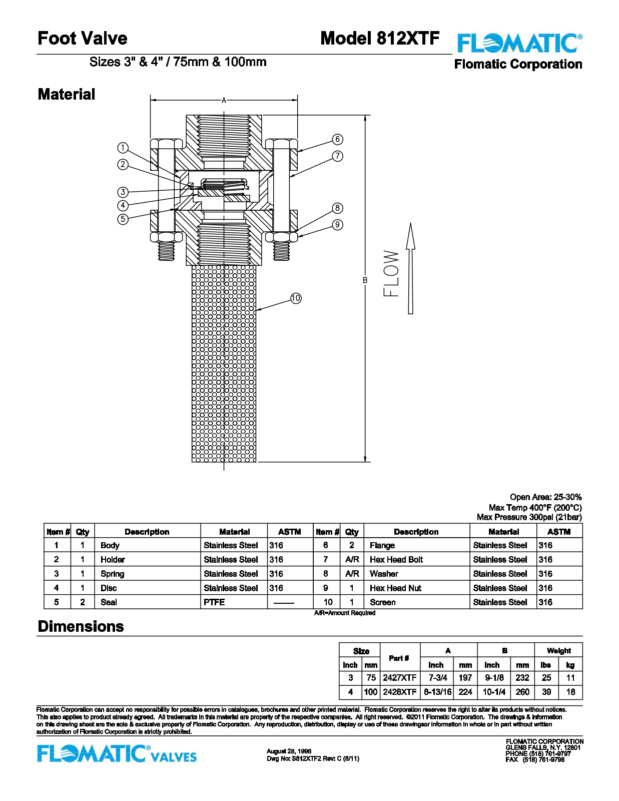 Flomatic 812XTF Parts List