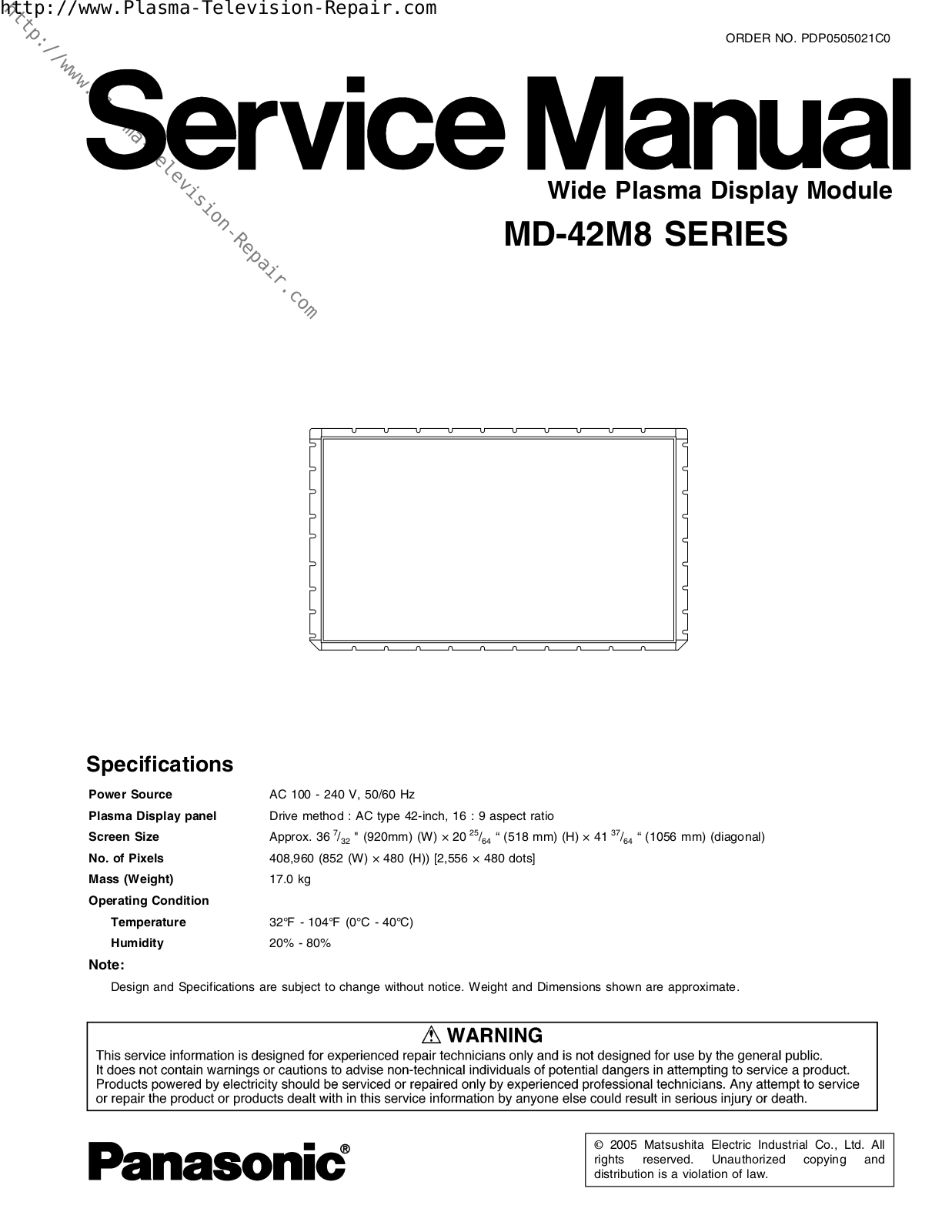 Panasonic MD-42M8 Service Manual