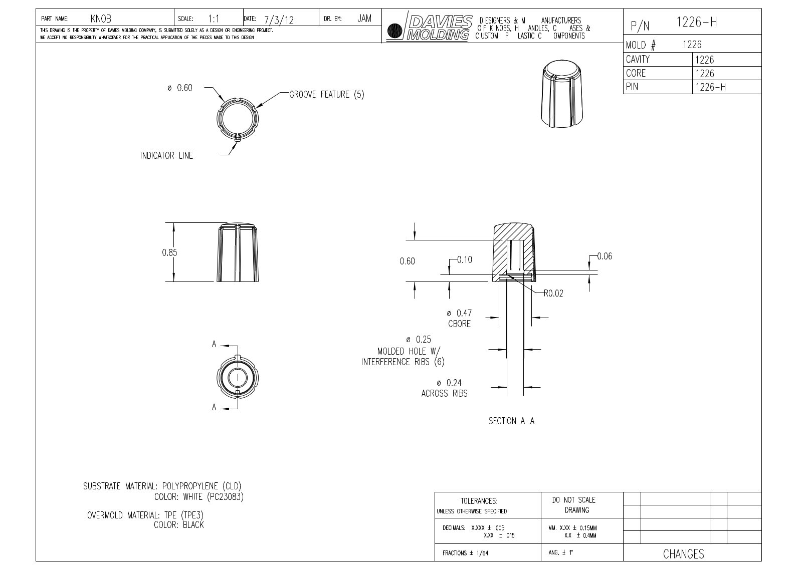 Davies Molding 1226-H Reference Drawing