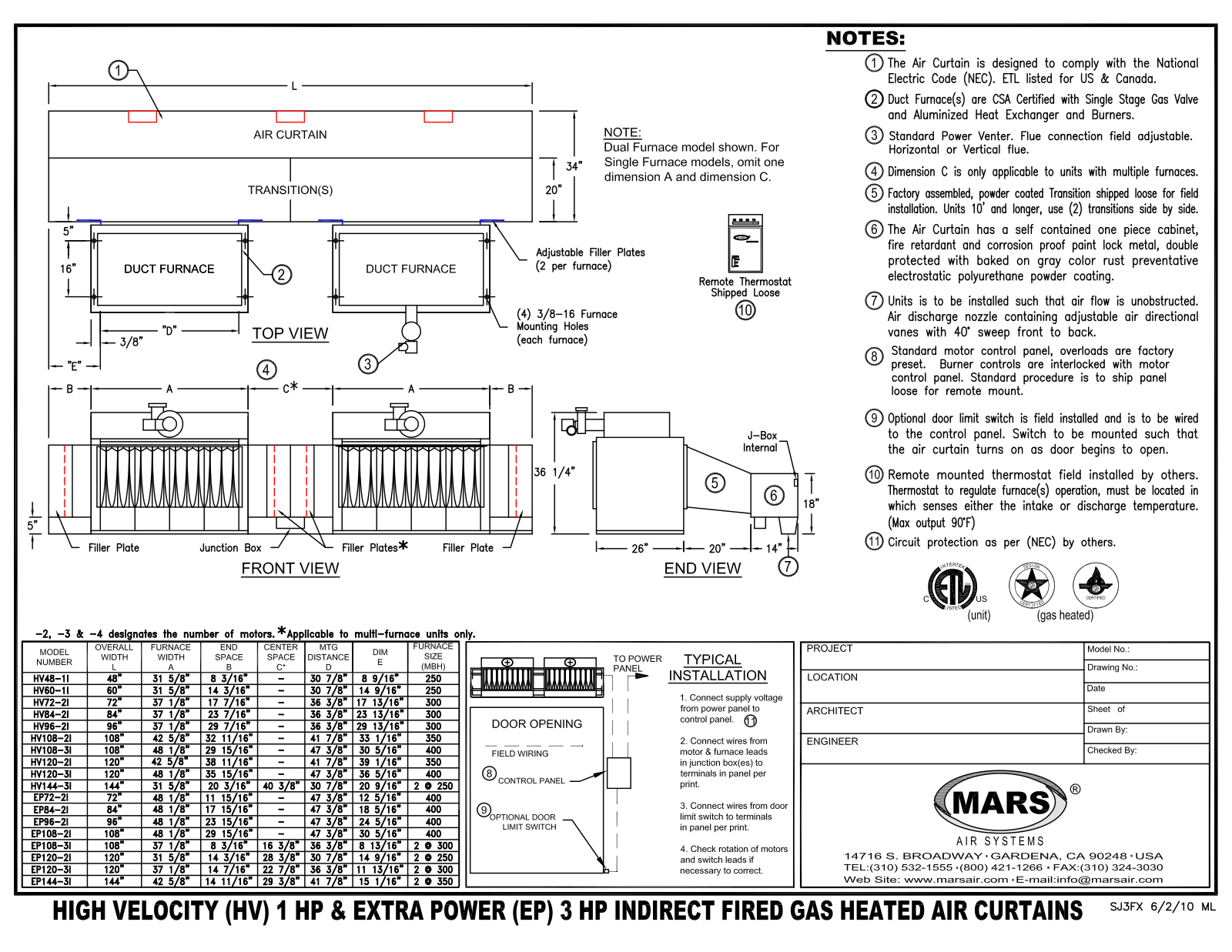 Mars Air EP108-2I User Manual