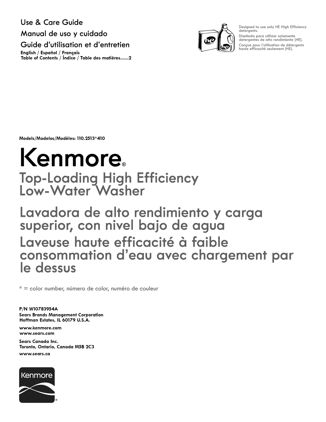 Kenmore 11025132411 Owner’s Manual