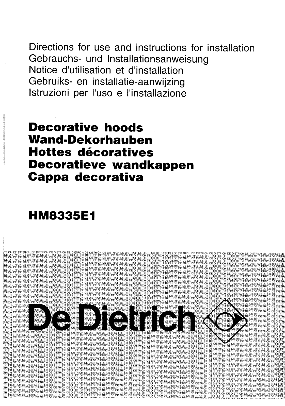 De dietrich HM8335E1 User Manual