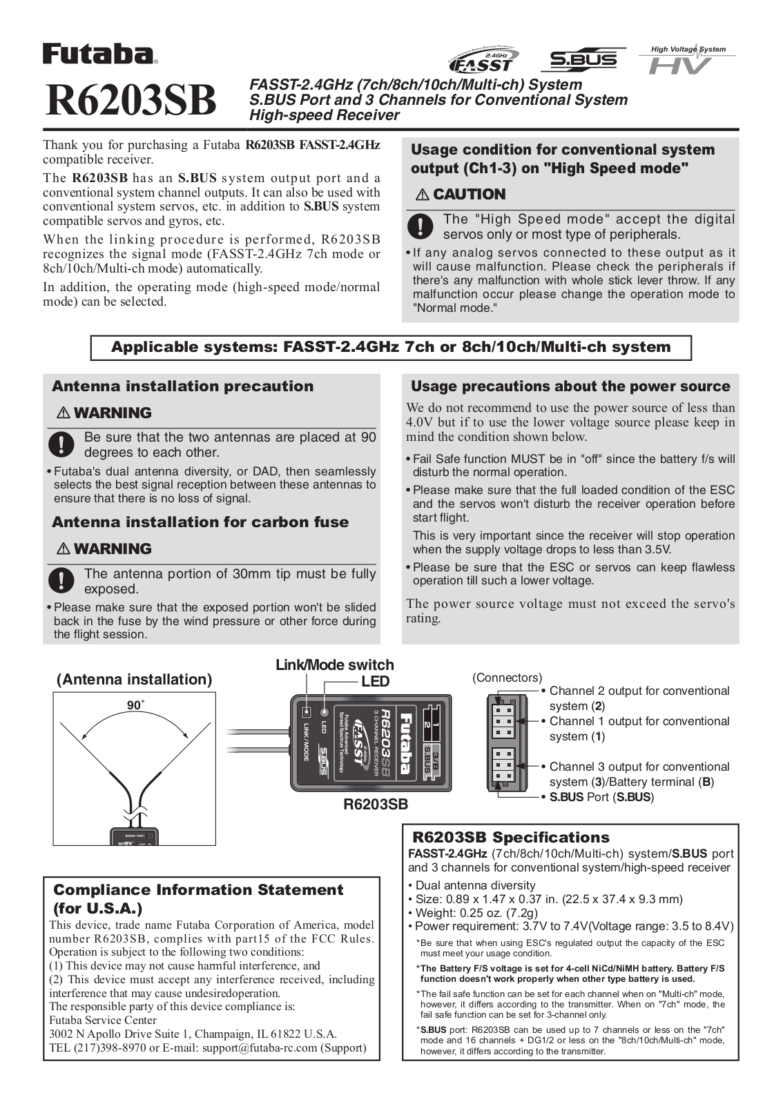 Futaba R6203SB User Manual