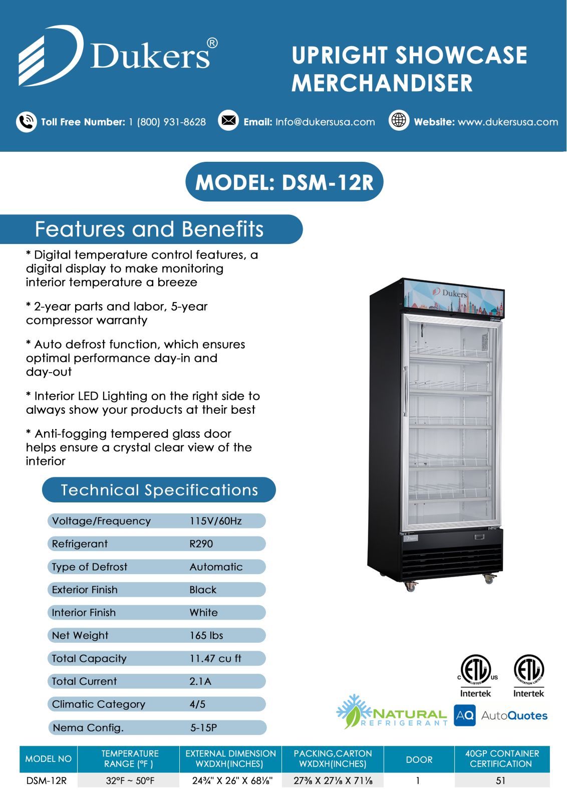 Dukers DSM12R Specifications