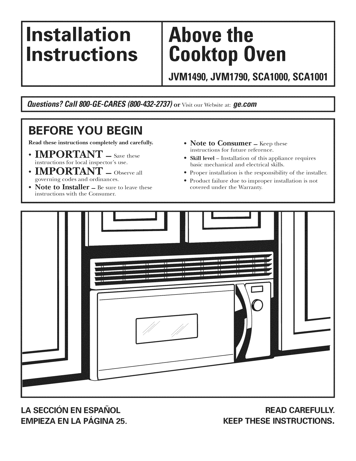 GE SCA1000HBB01, SCA1000HBB02, SCA1000HBB04, SCA1000HCC01, SCA1000HCC02 Installation Guide - ManualMachine.com