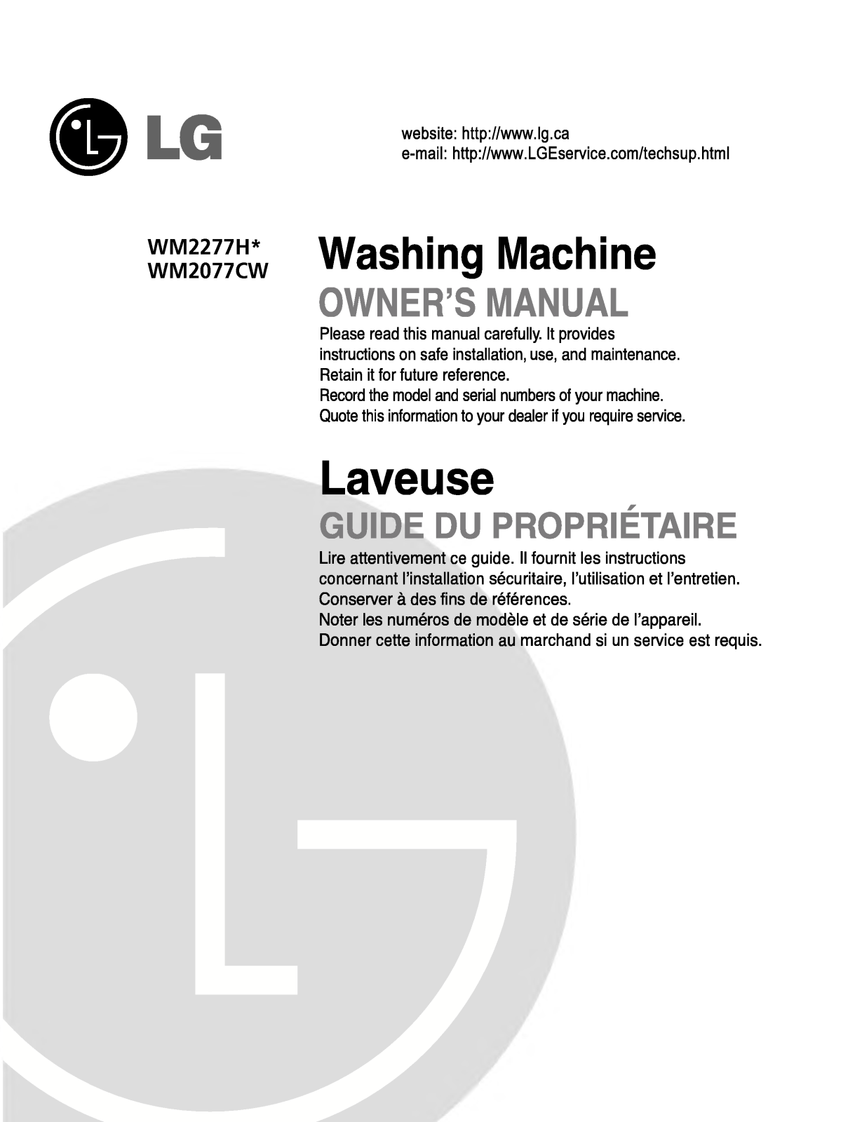 LG WM2177HW User Manual