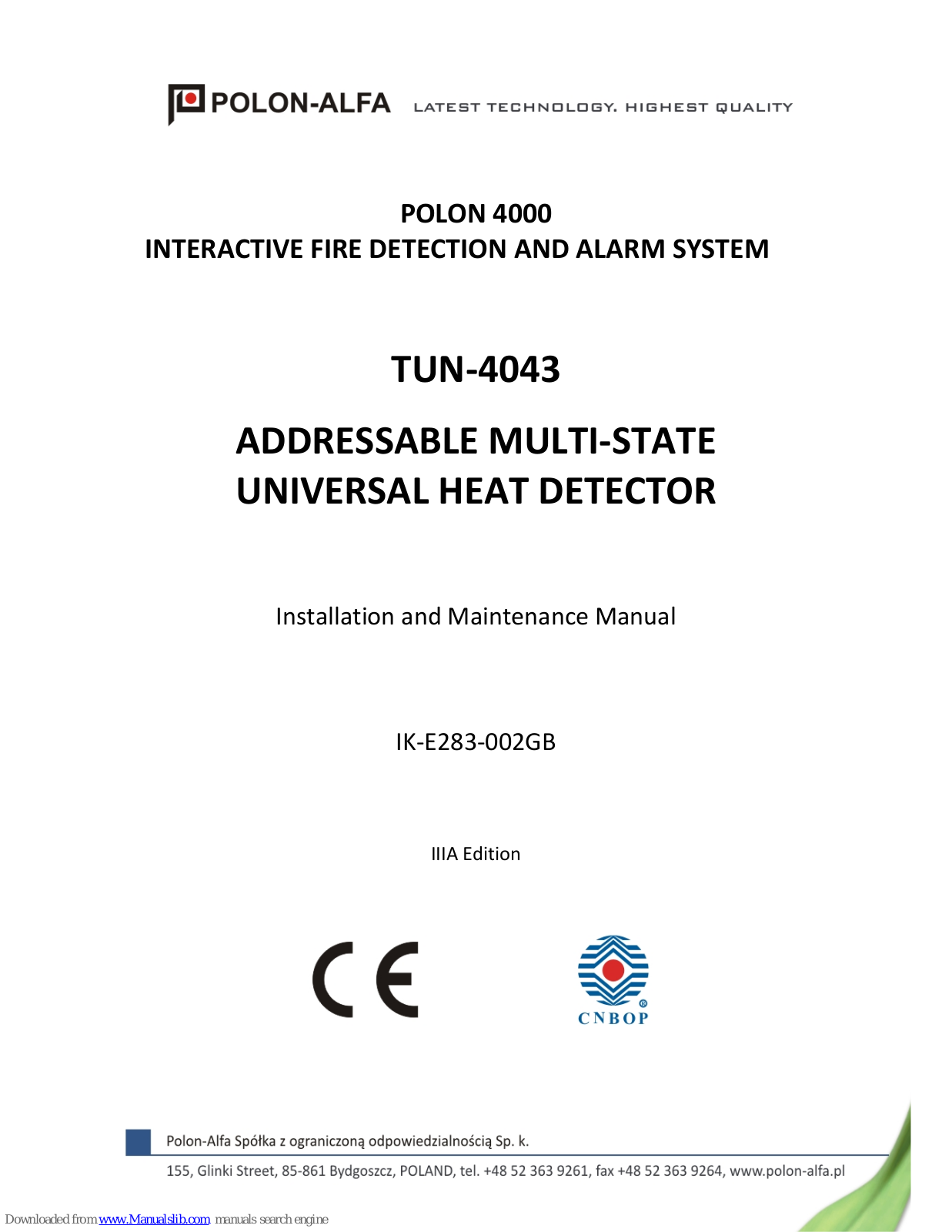 Polon-Alfa TUN-4043, POLON 4000 Installation And Maintenance Manual