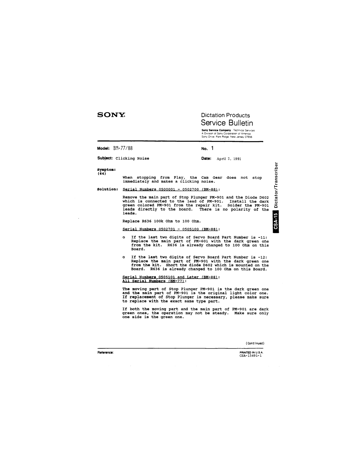 SONY BM77 78 Service Manual