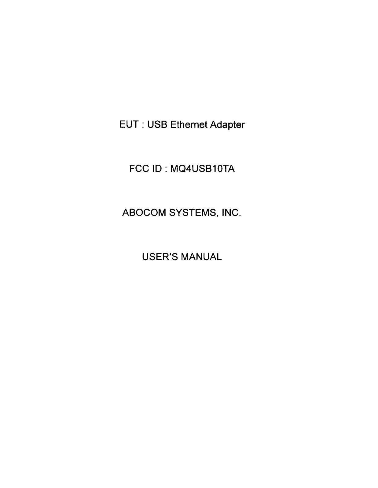 Abocom Systems USB10TA User Manual