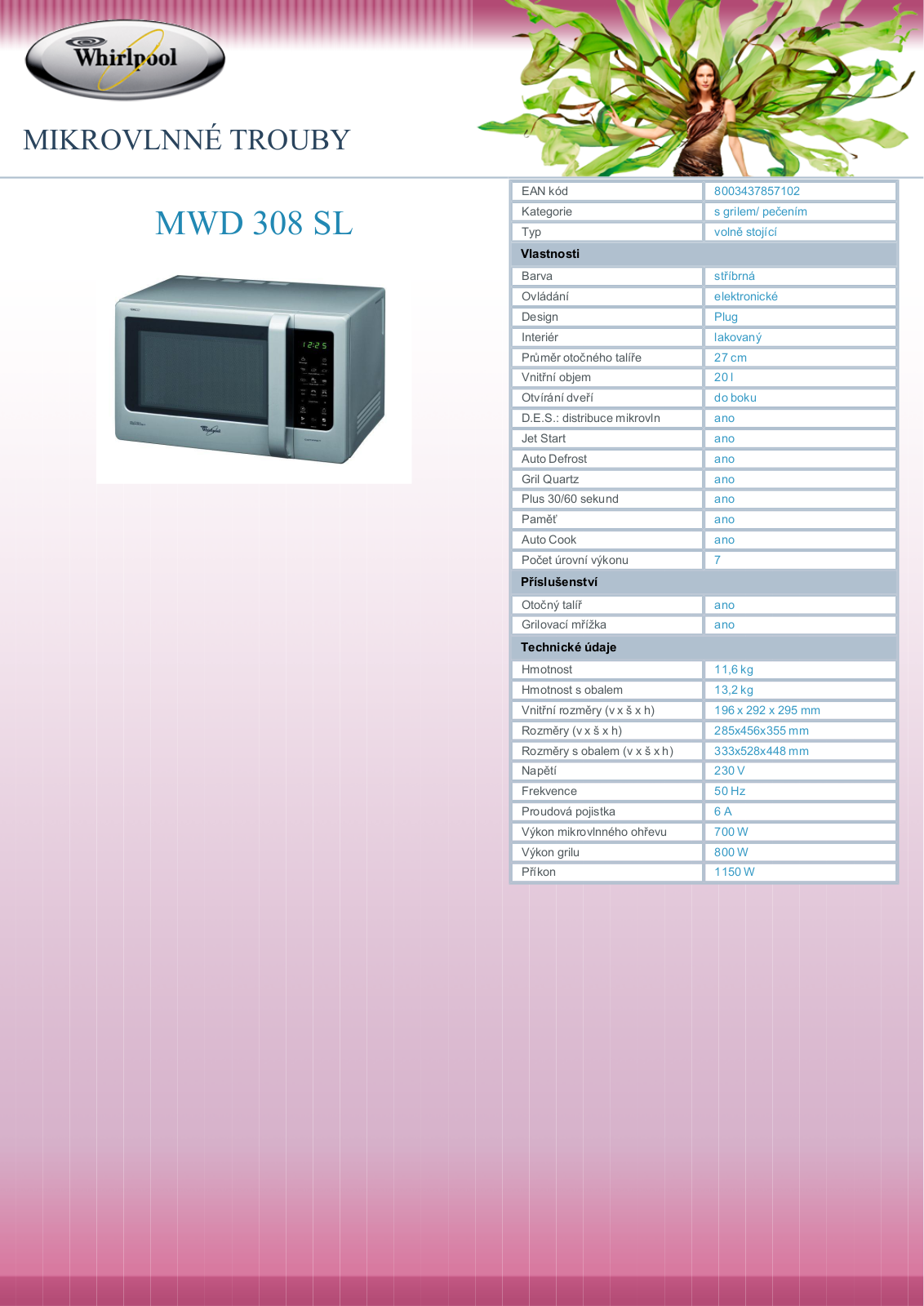 Whirlpool Dessert MWD 308 SL User Manual