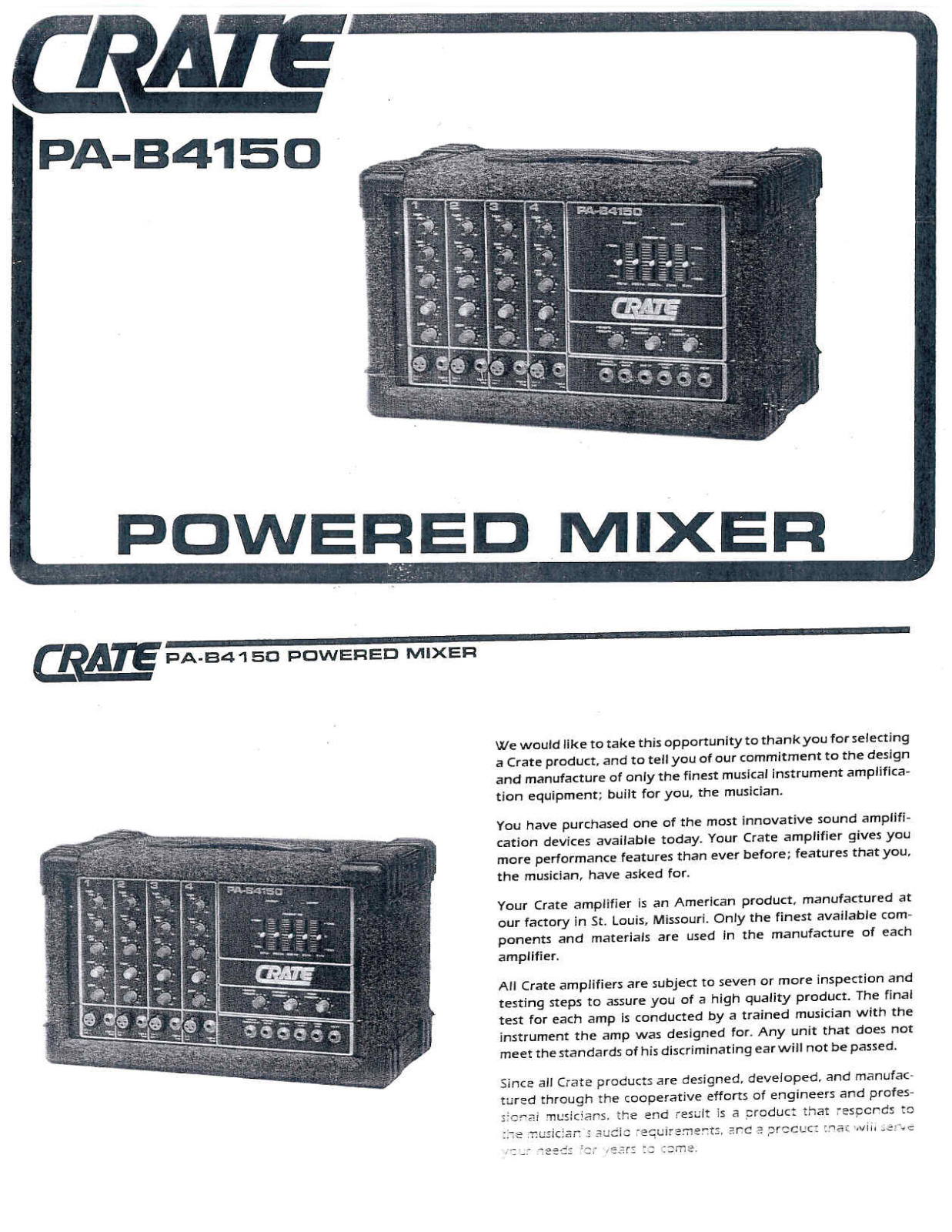 Crate PAB4150 Owner's Manual