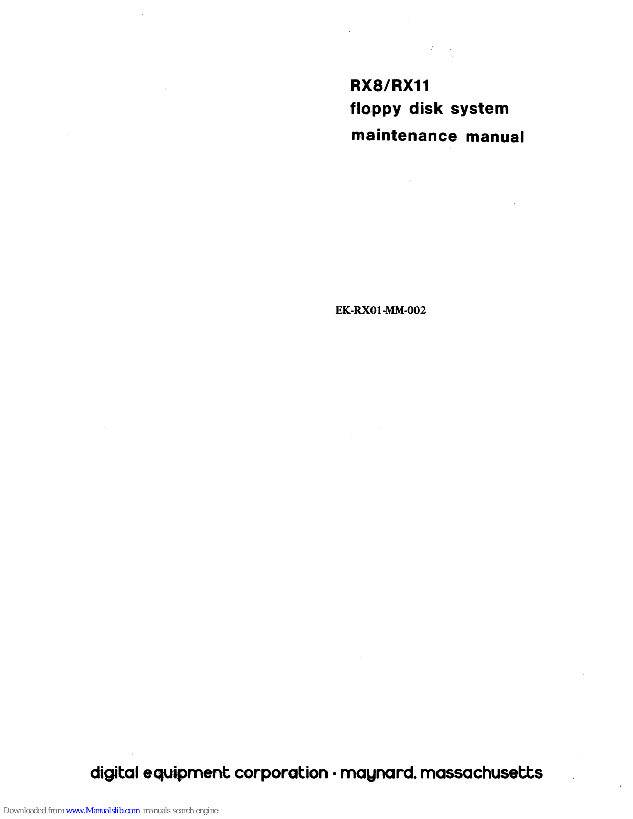 Digital Equipment RX8, RX11 Maintenance Manual