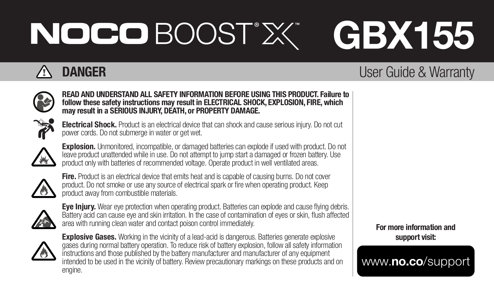 Noco gbx155 User Guide