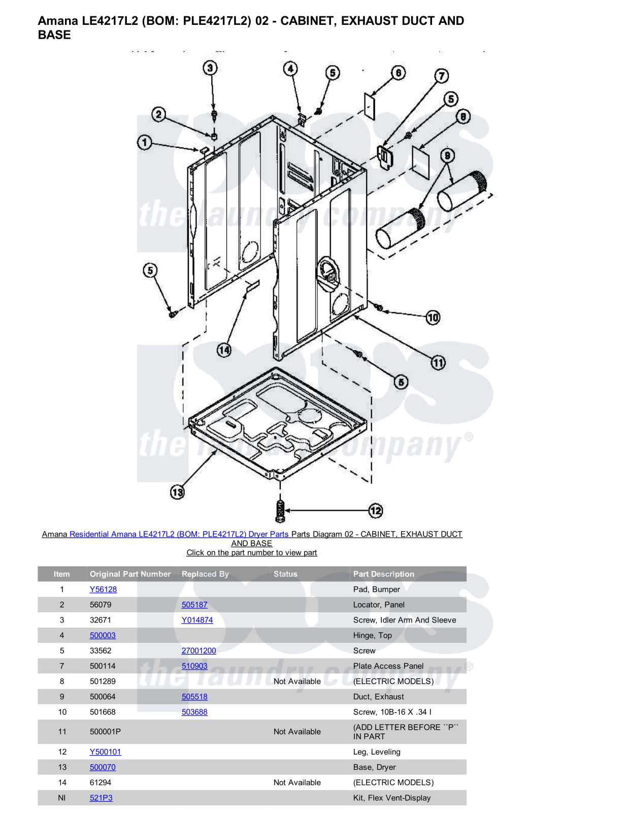 Amana LE4217L2 Parts Diagram