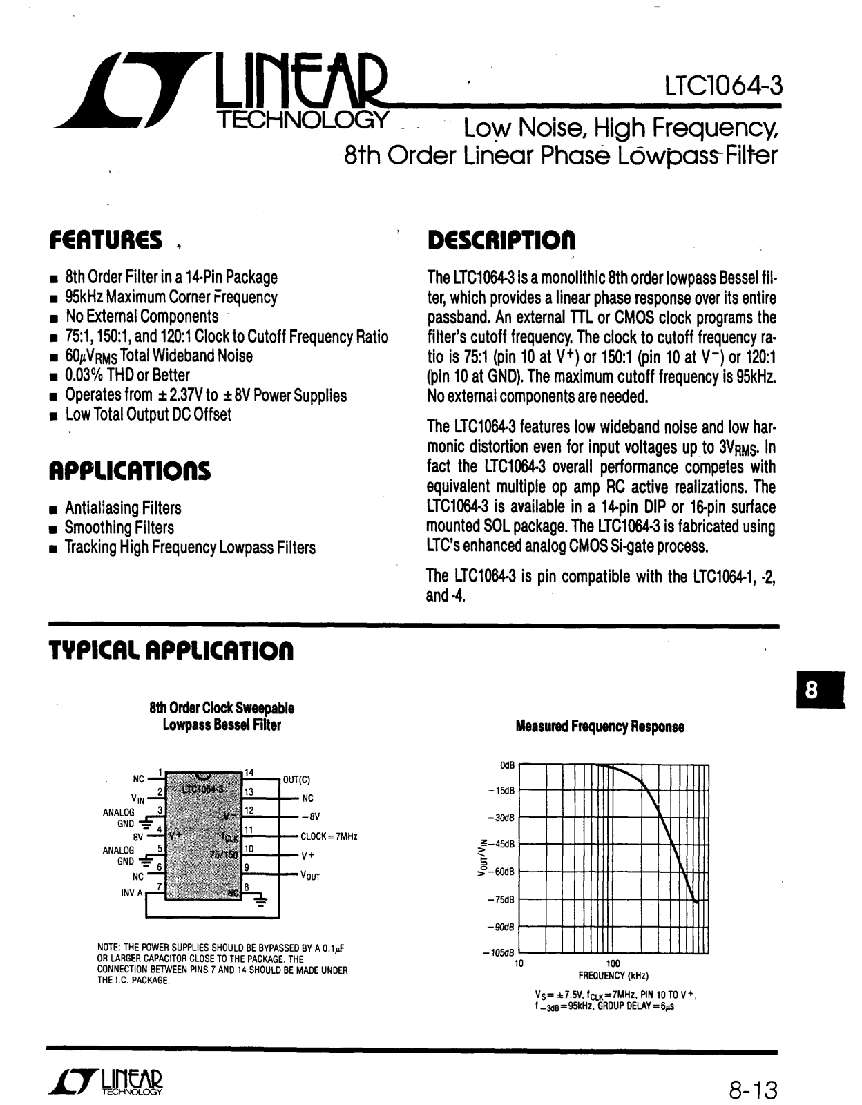 Linear Technology LTC1064-3CS, LTC1064-3CJ, LTC1064-3 Datasheet