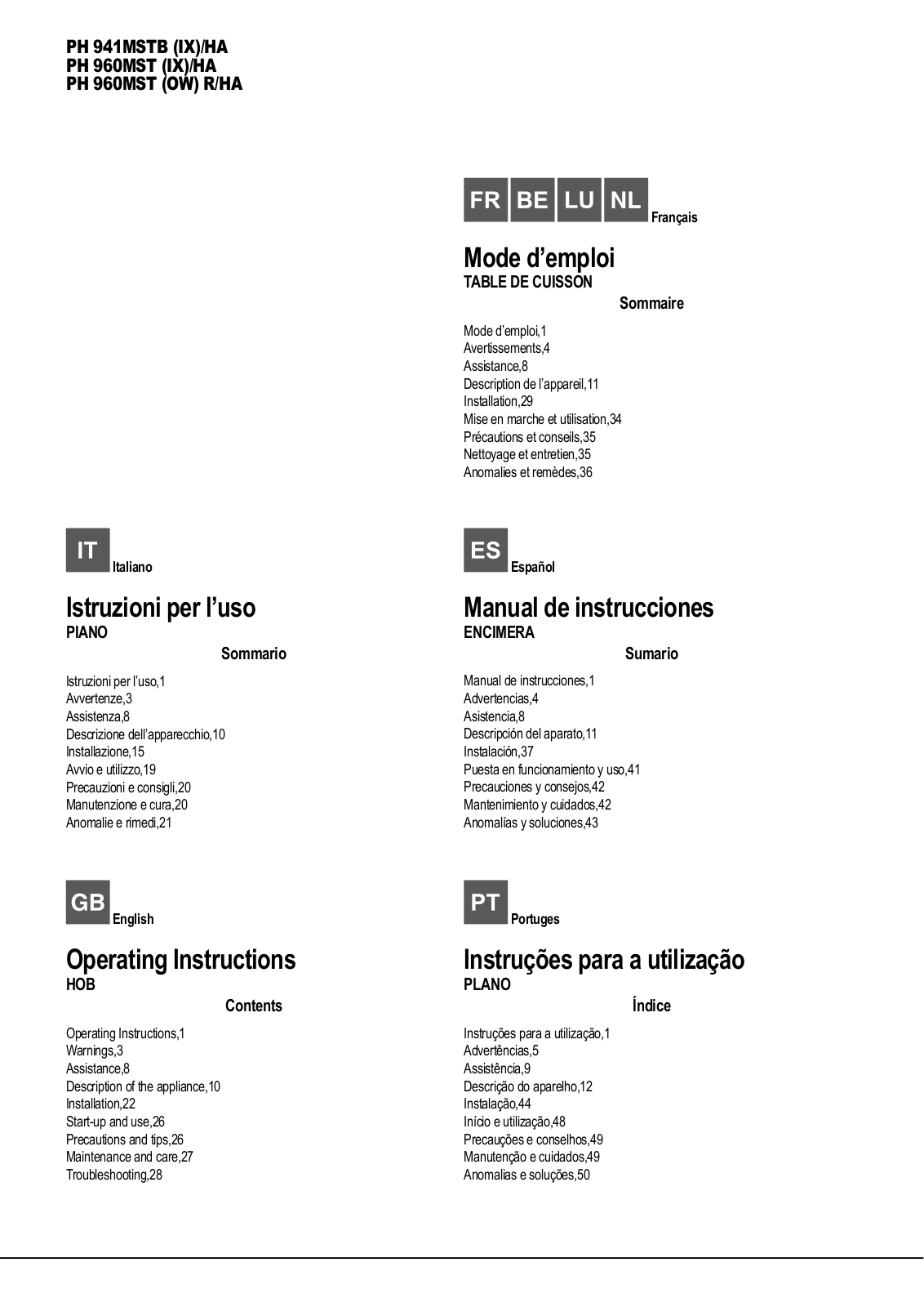 Hotpoint-ariston PH 941MSTB User Manual