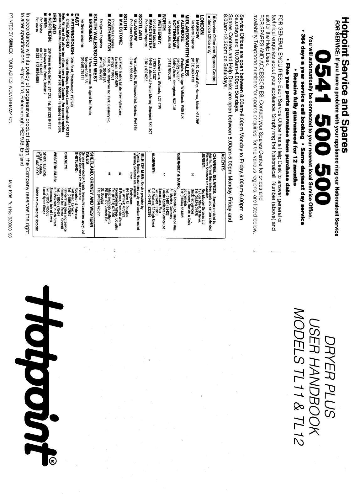 Hotpoint-Ariston HBTL11 User Manual