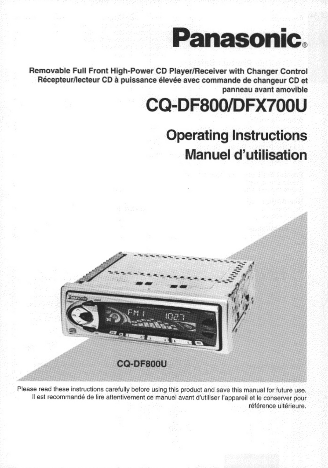 Panasonic cq-df800u Operation Manual