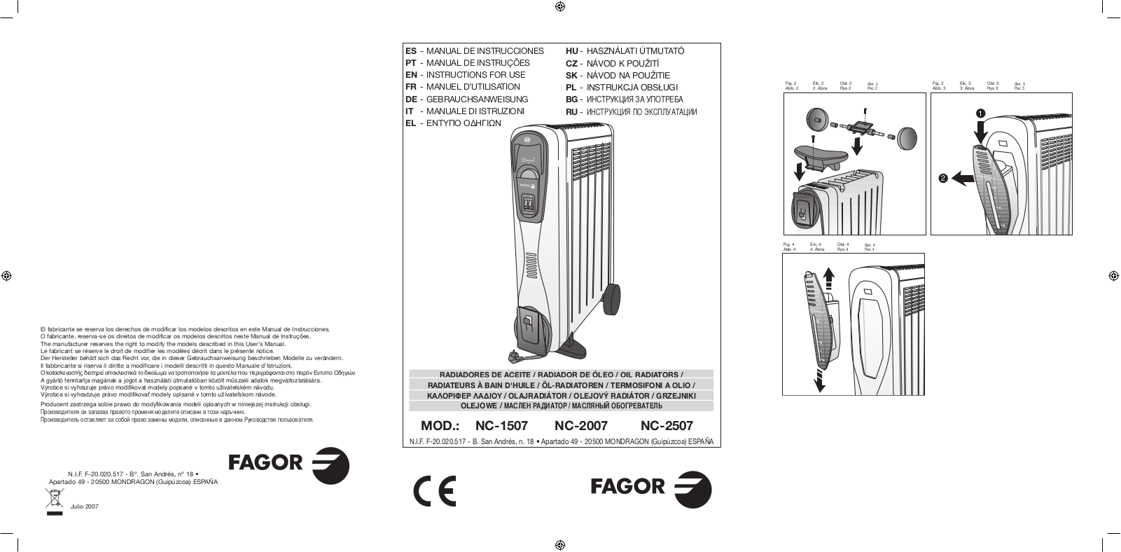 FAGOR NC-2507, NC-2007, NC-1507 User Manual