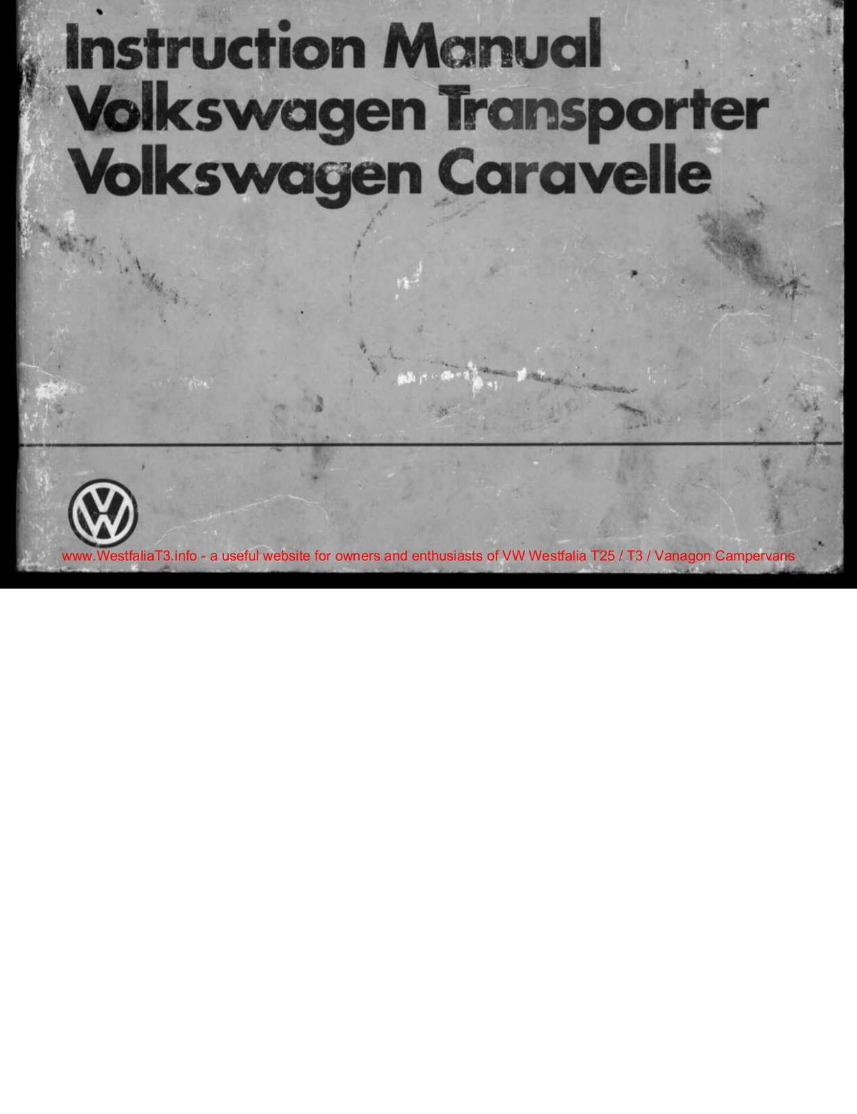 Volkswagen T3 Caravelle 1983 User Manual