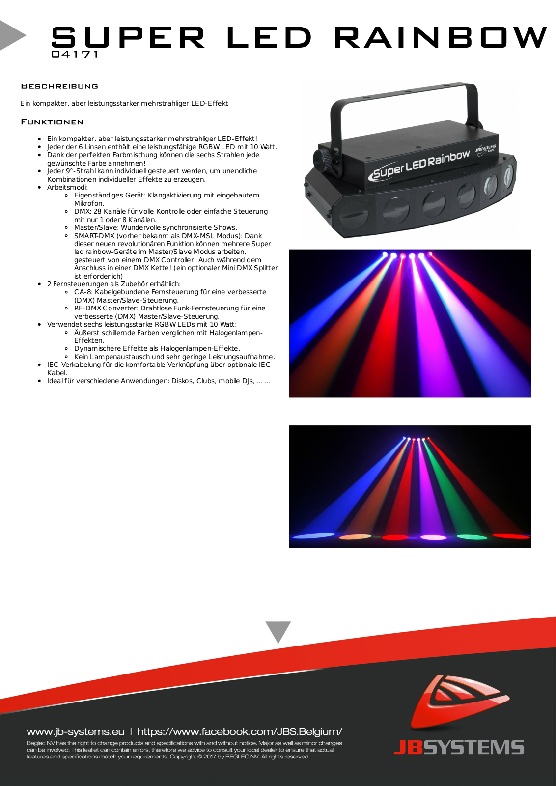 Showtec Super LED Rainbow Technical data