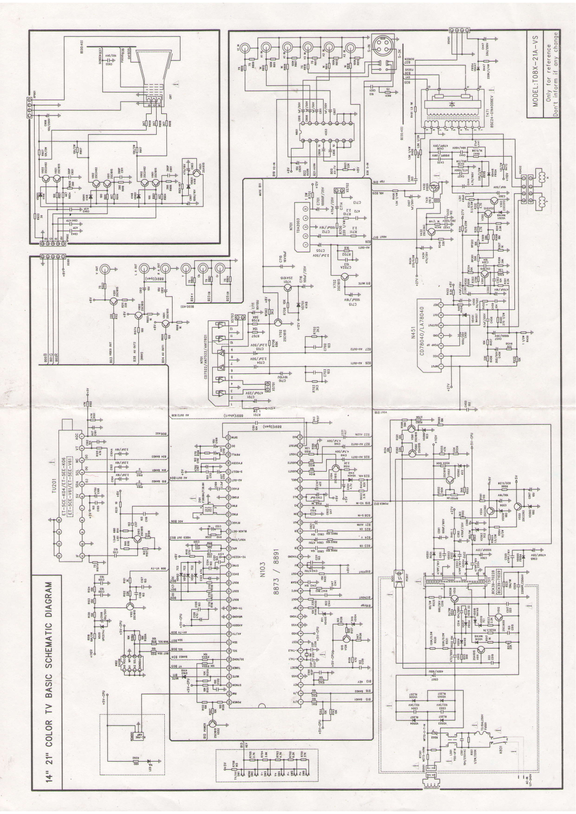 ORION HRH1478, T08X-21A Schematic