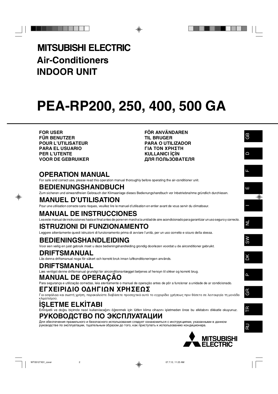 Mitsubishi PEA-RP200, PEA-RP250, PEA-RP400, PEA-RP500 GA User Manual