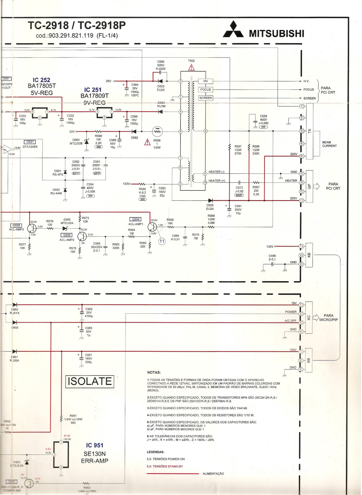 MITSUBISHI TC 2918, TC 2918P Schematic