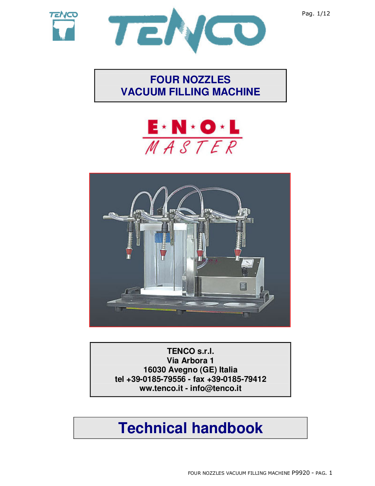 Tenco ENOL MASTER Technical Handbook