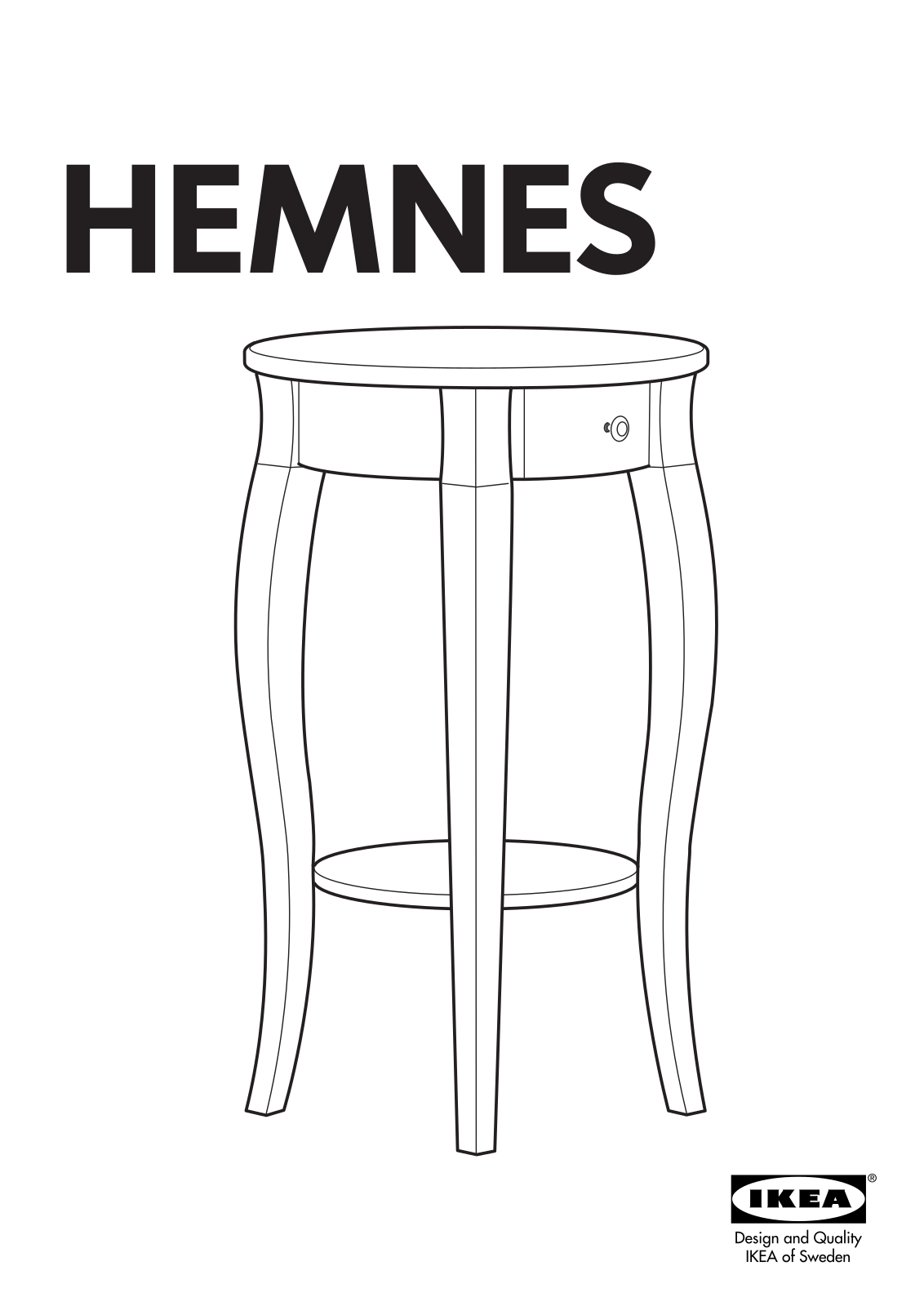 IKEA HEMNES BEDSIDE TABLE 17  ROUND Assembly Instruction