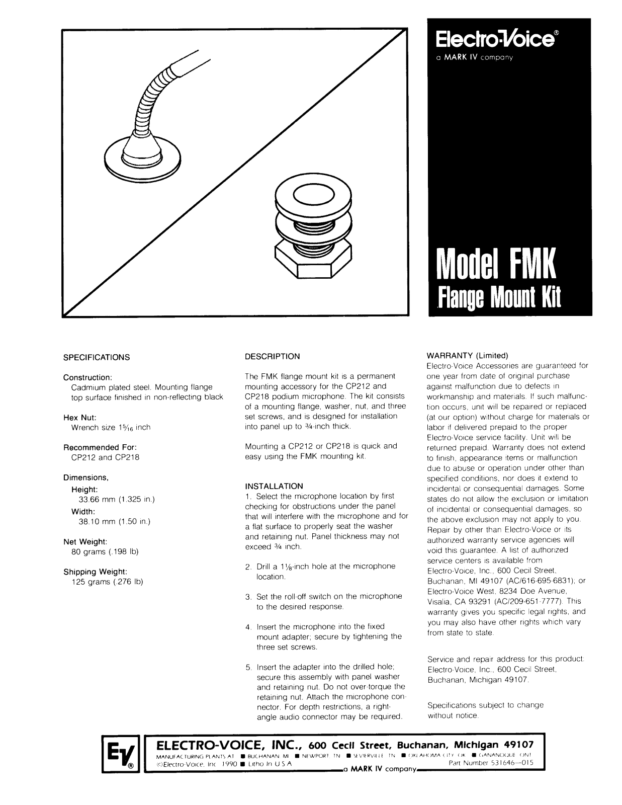 Electro-voice FMK INSTALLATION