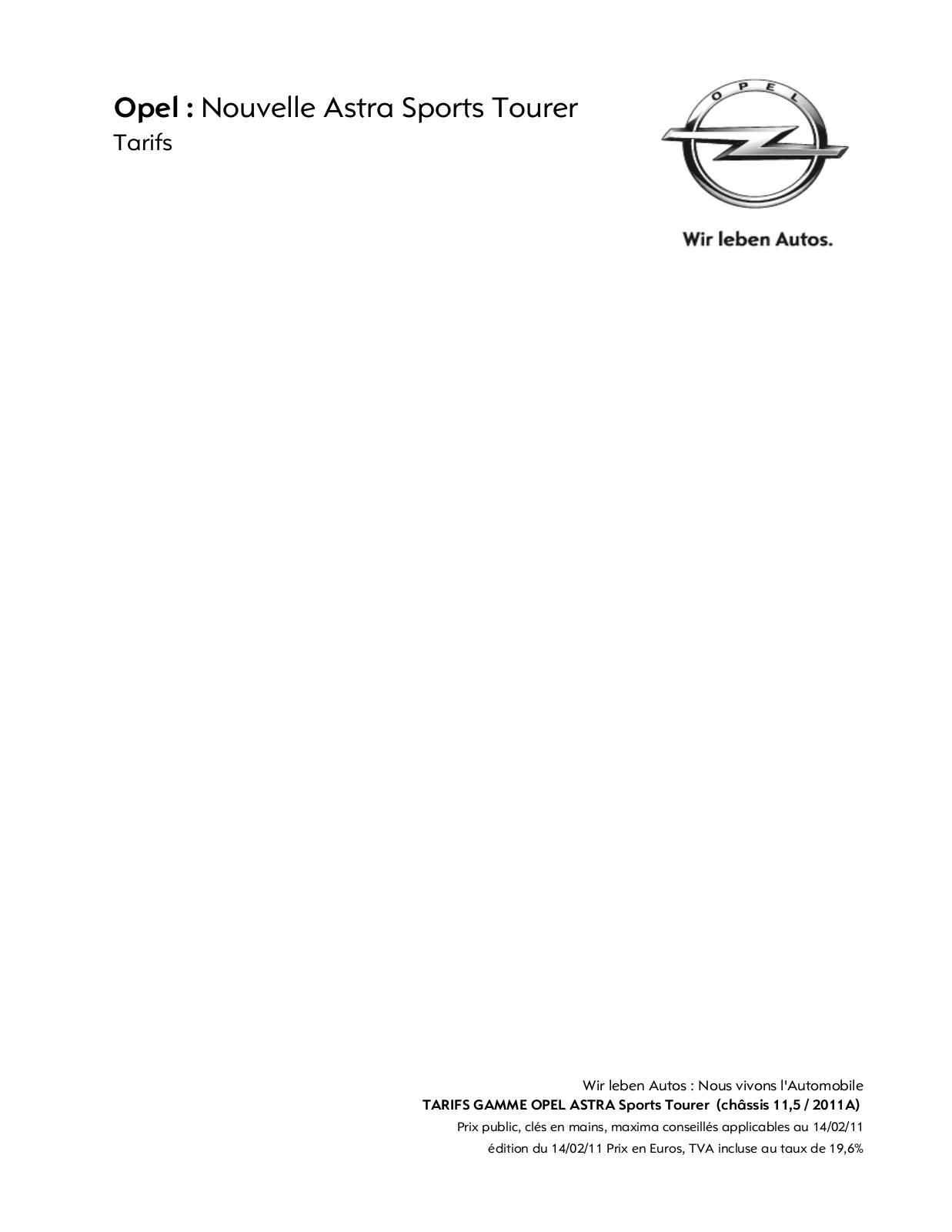 Opel ASTRA SPORTS TOURER User Manual