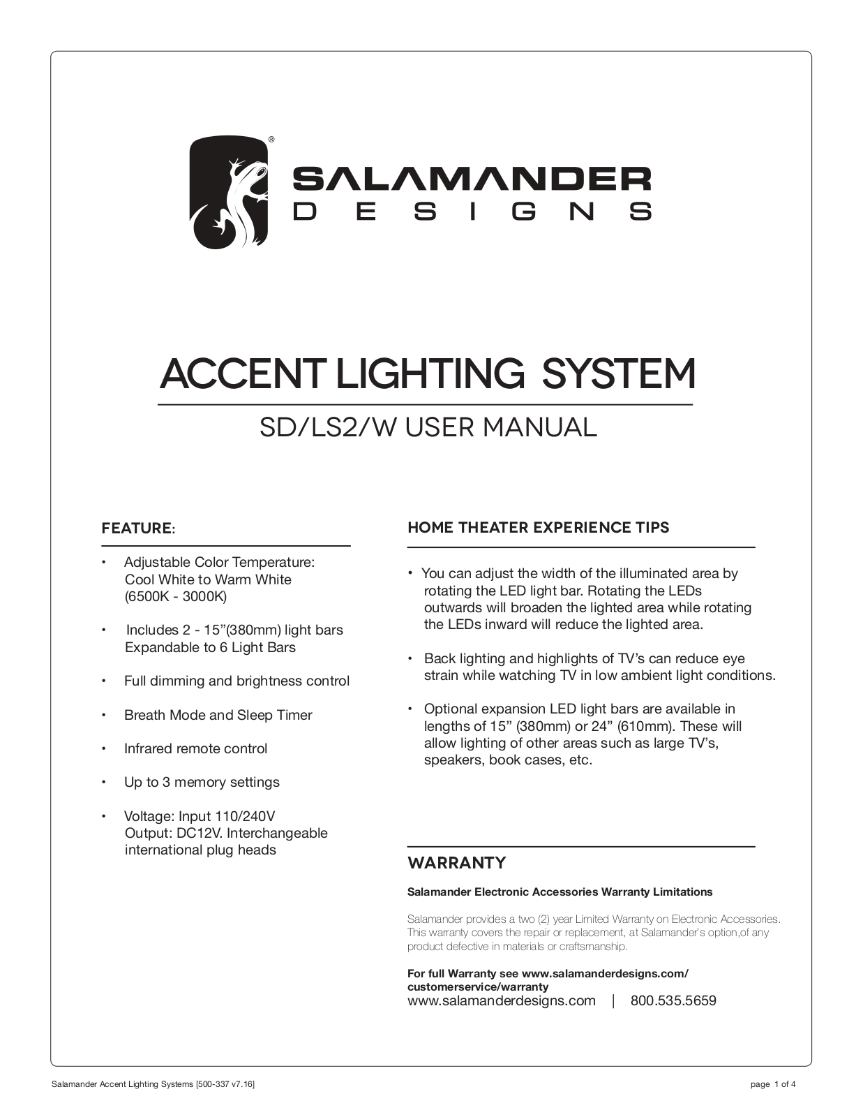 Salamander Designs SD/LS2/W Manual Guide - ManualMachine.com