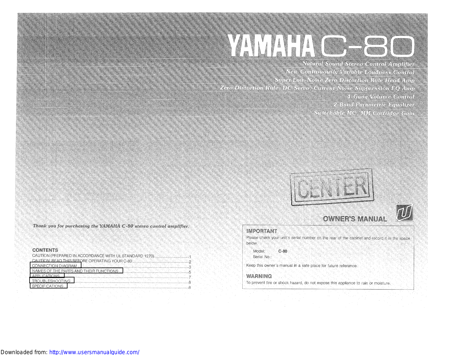 Yamaha Audio C-80 User Manual