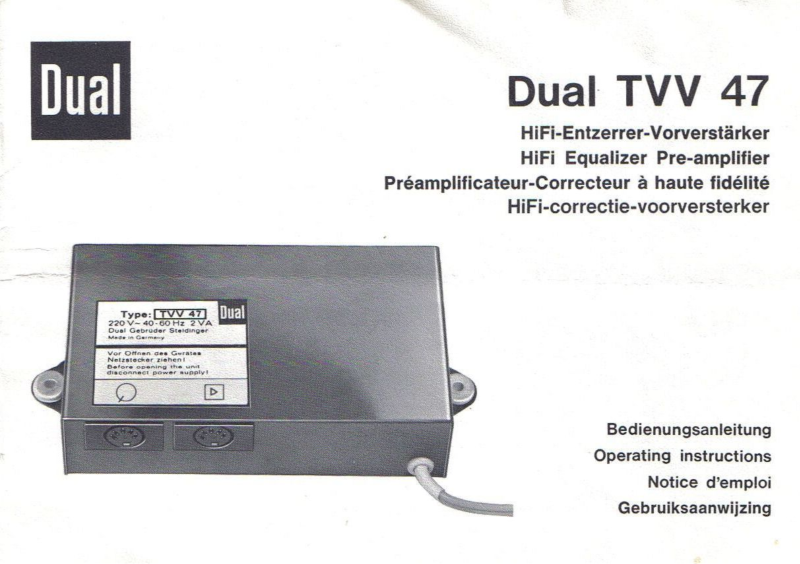 Dual TVV-47 Service manual