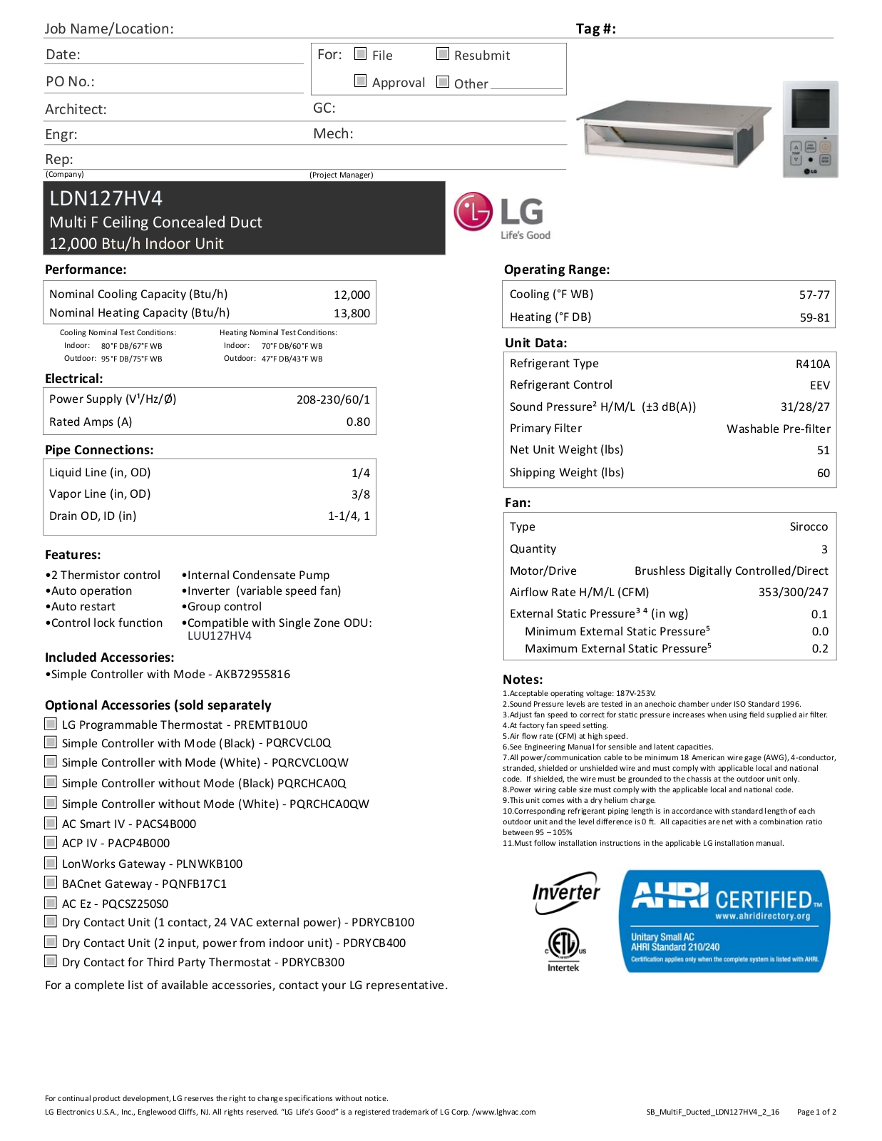 LG LDN127HV4 User Manual