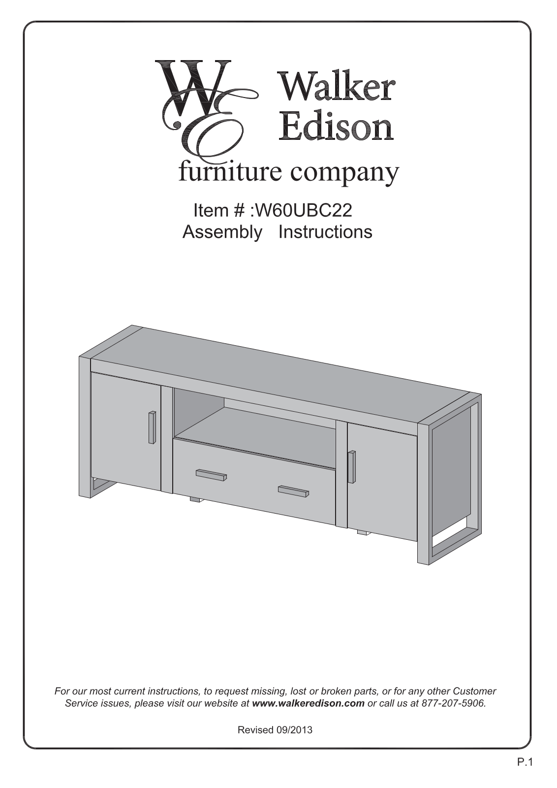 Walker Edison Furniture W60UBC22 User Manual