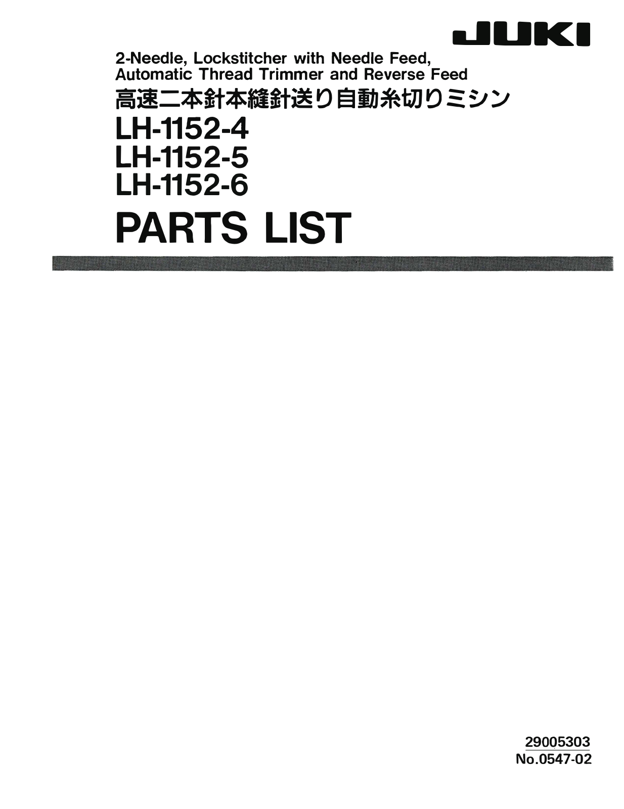 Juki LH-1152-4, LH-1152-5, LH-1152-6 Manual