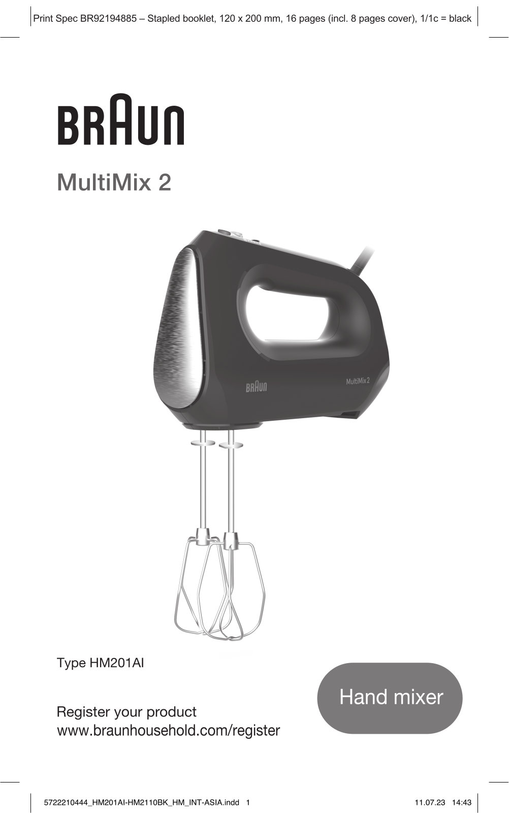 BRAUN HM2110BK, MultiMix 2 User guide - ManualMachine.com