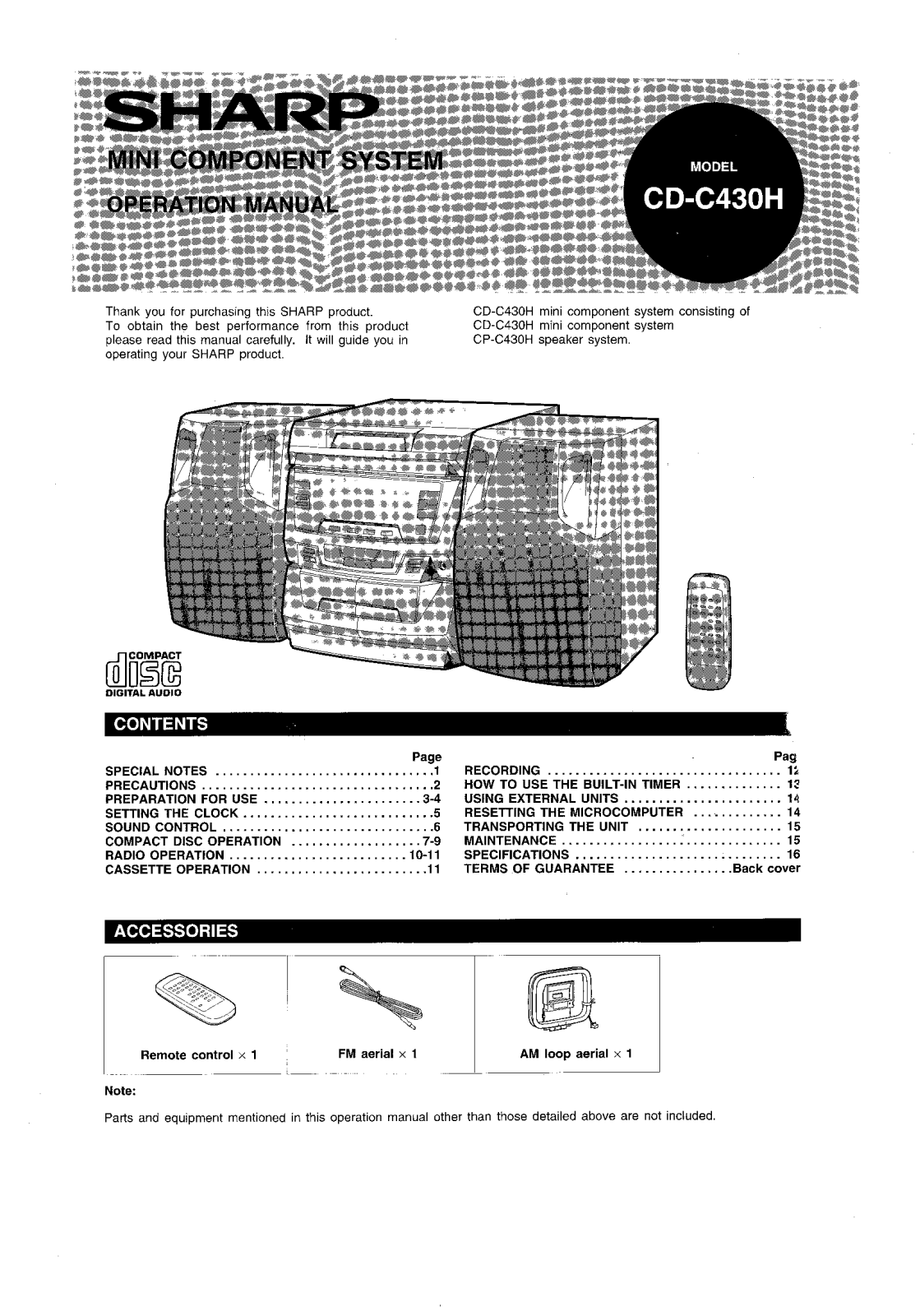 Sharp CD-C430H User Manual