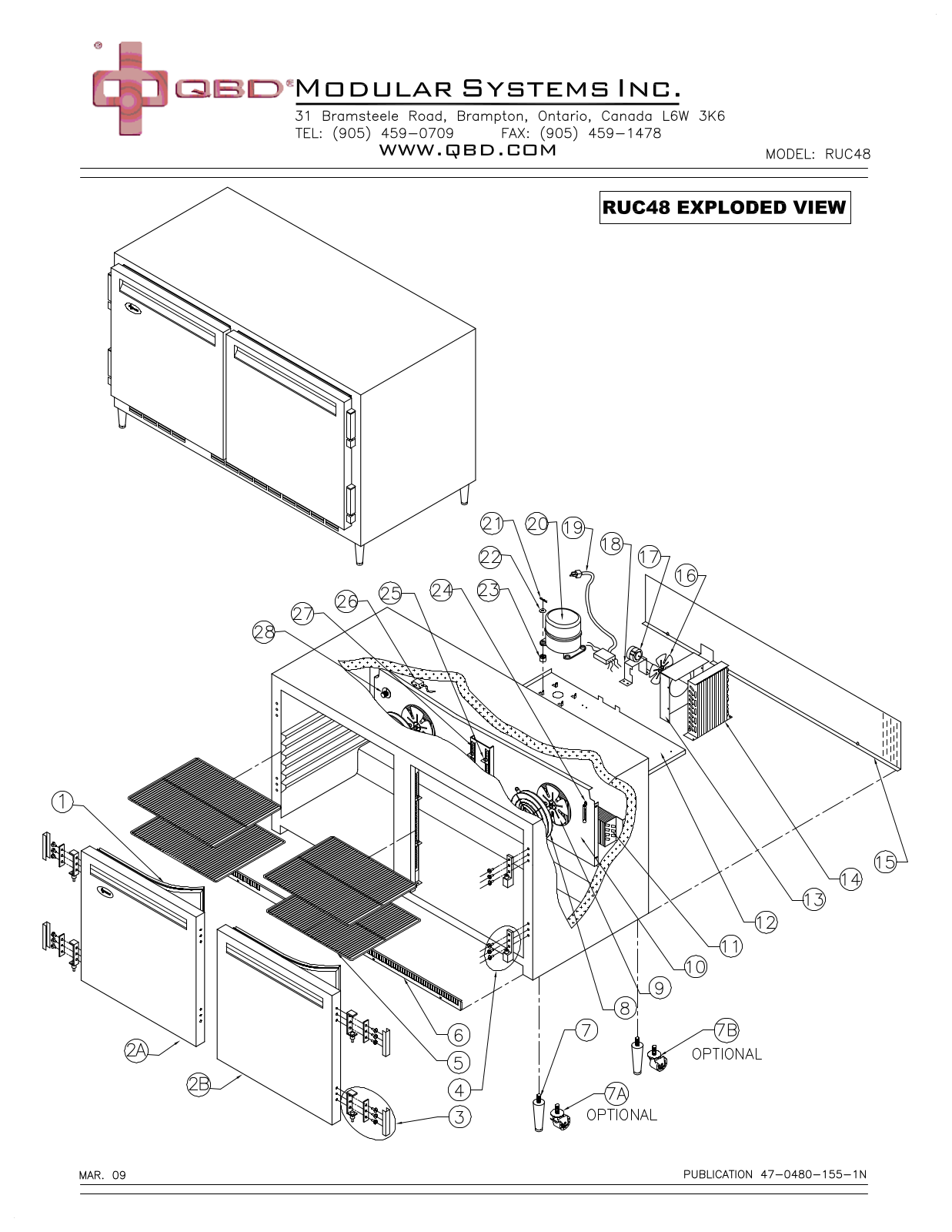 QBD Modular Systems RUC48 Parts List