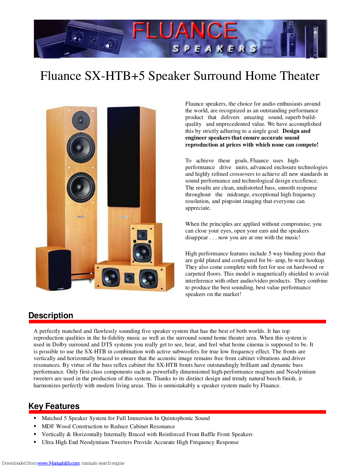 Fluance SX-HTB Specifications - ManualMachine.com