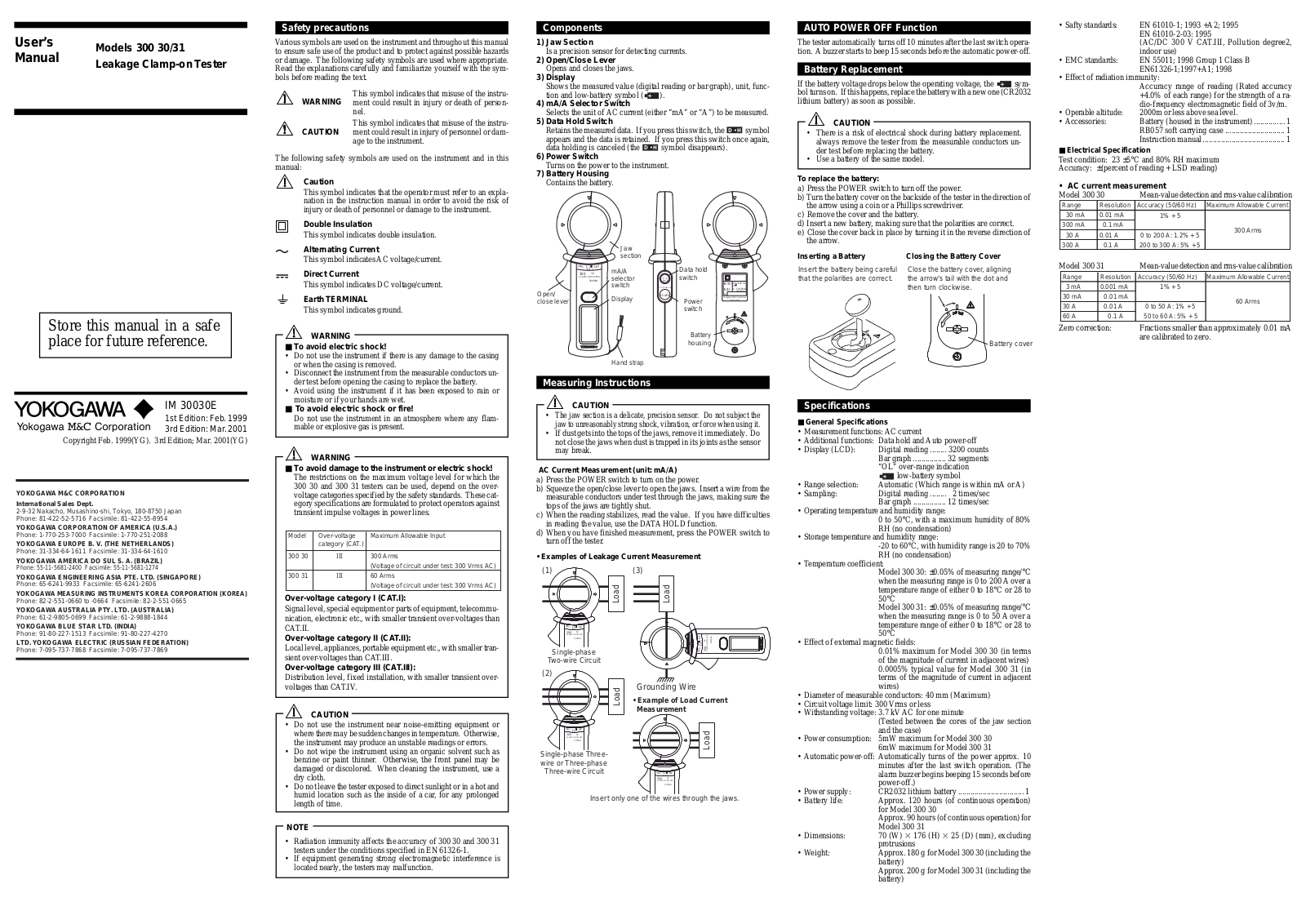 Yokogawa 30031A Operating Manual