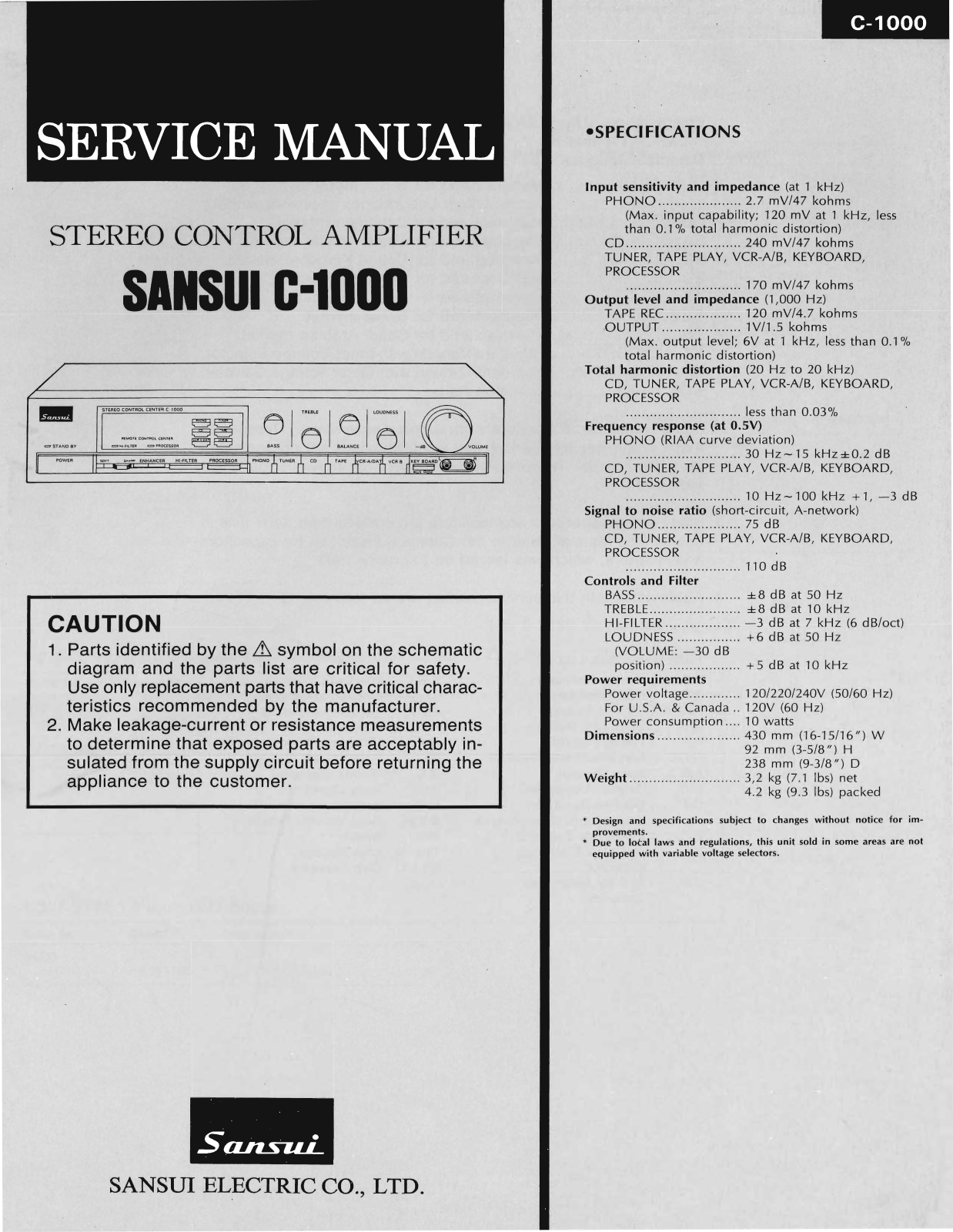 Sansui C-1000 Service Manual
