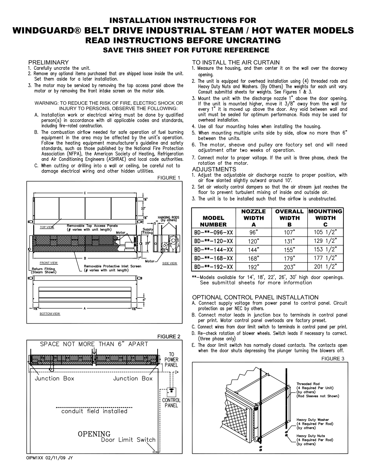 Mars Air BD-096-XX, BD-14-096-XX Installation  Manual