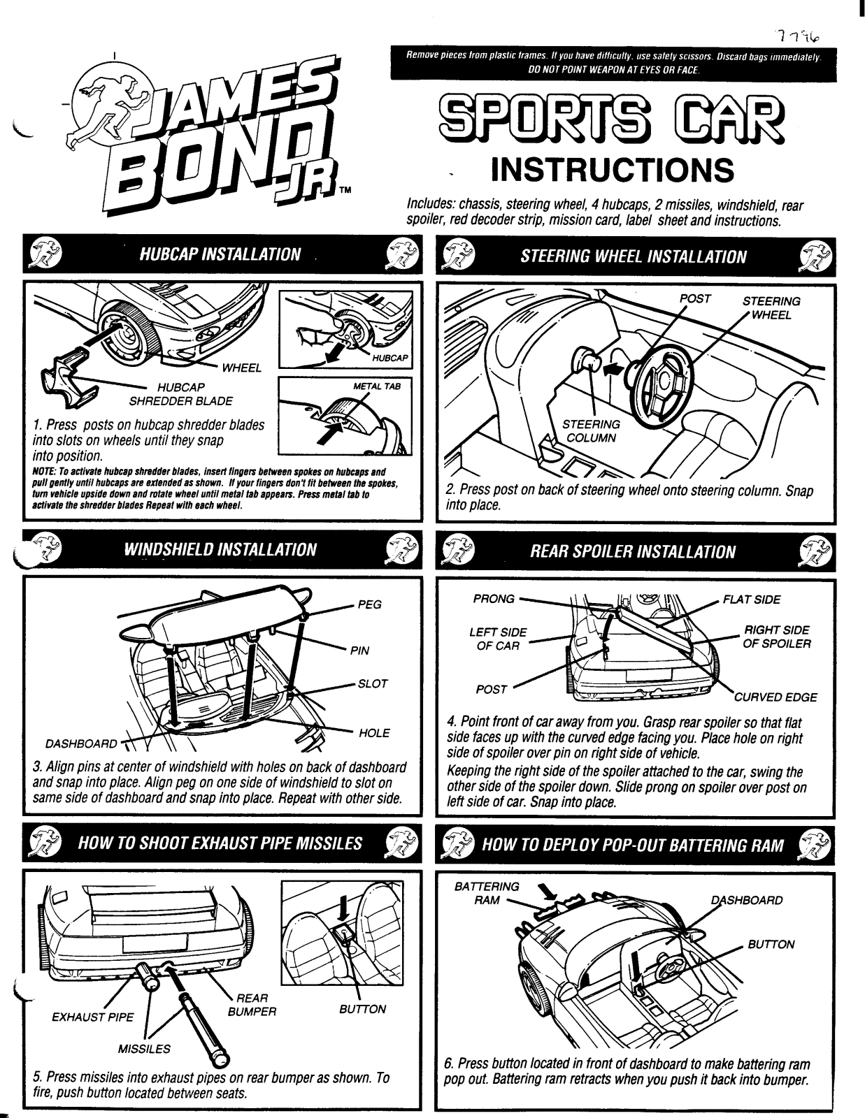 HASBRO James Bond Jr. SportsCar User Manual